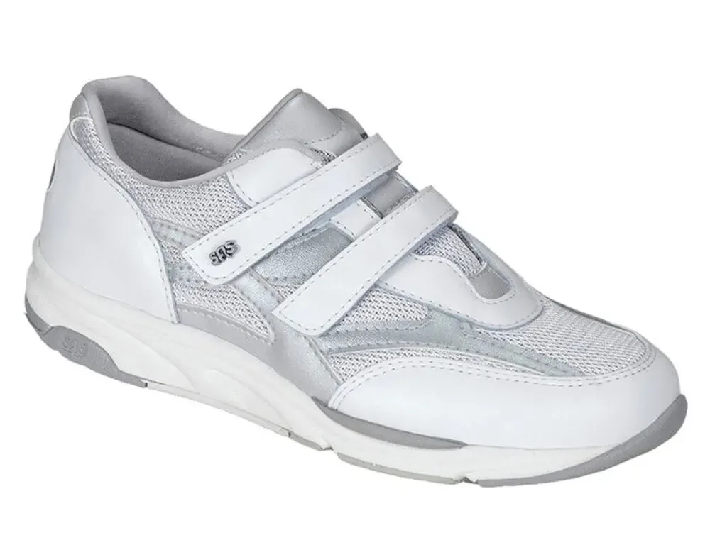 SAS Women's TMV Walking Shoes White Silver Leather Size 7.5 WW Lightly Worn